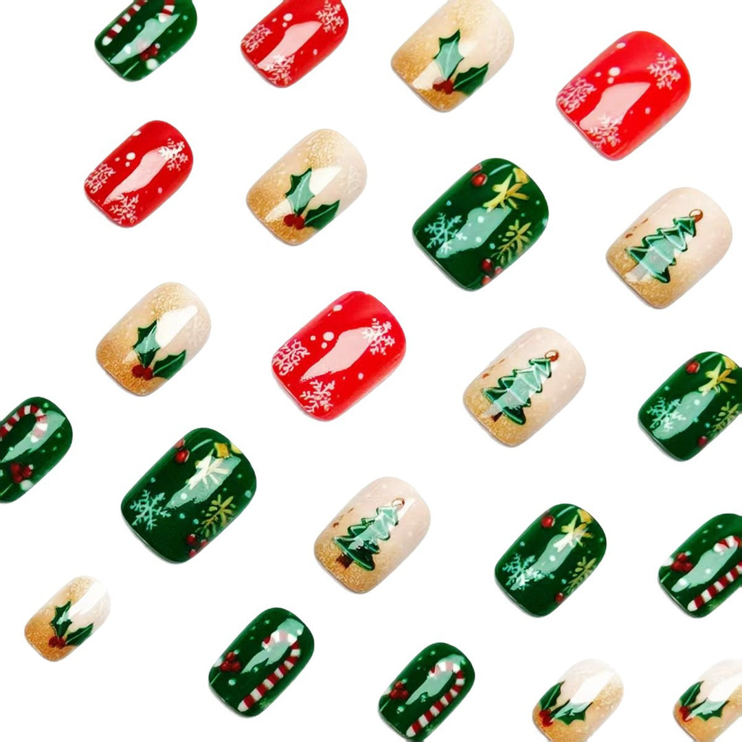 Artificial nails in festive Christmas design Bowlift