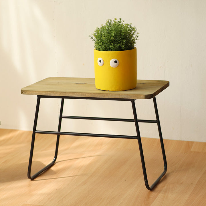Modern wooden stool with metal frame Bowlift