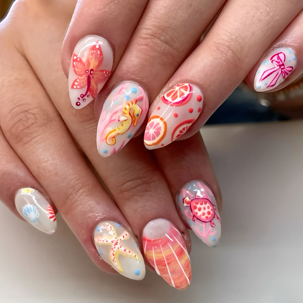 Nautical-Themed Decorative Press-On Nails Bowlift