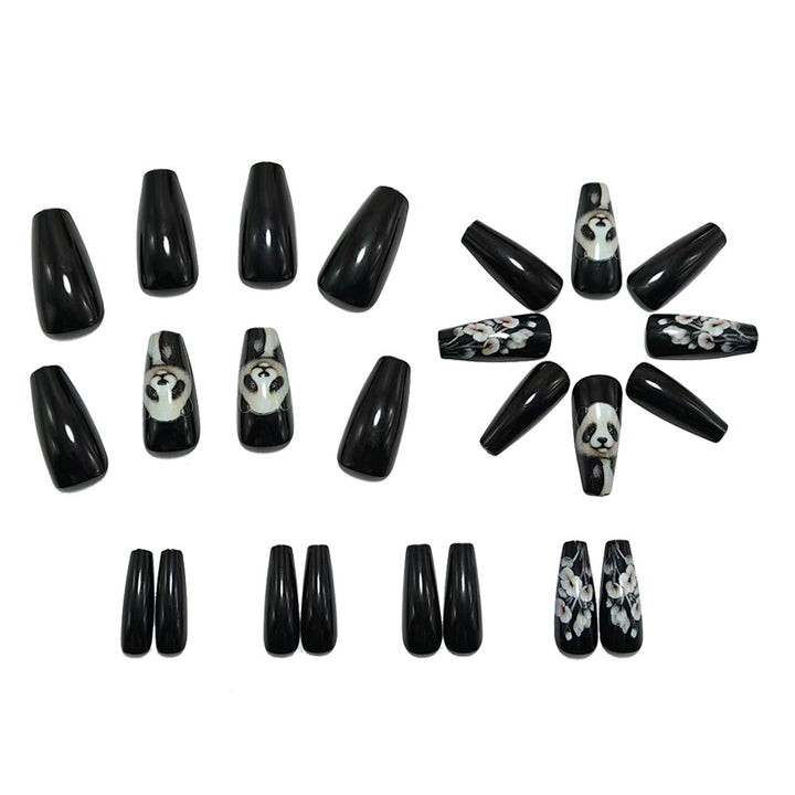 Artificial nails with playful panda and flower design Bowlift
