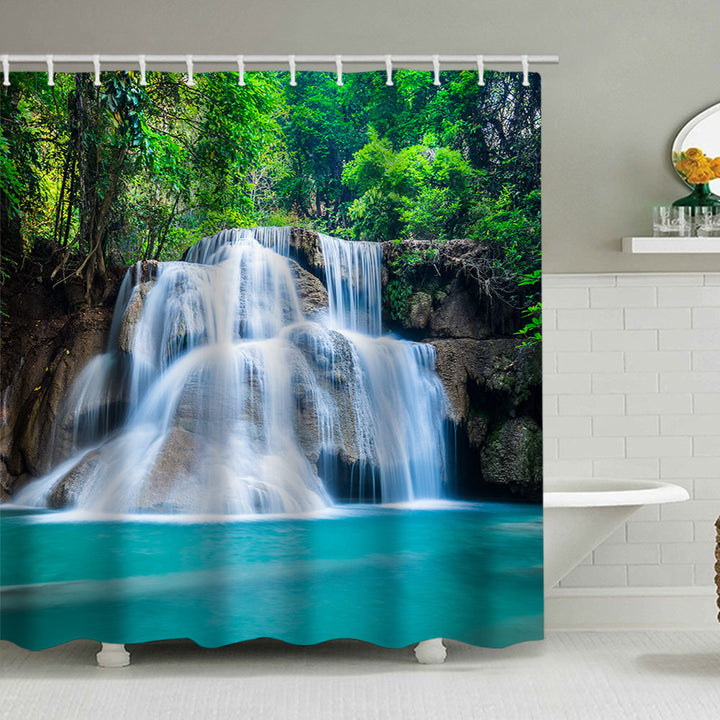 Scenic Waterfall Print Shower Curtain Bowlift