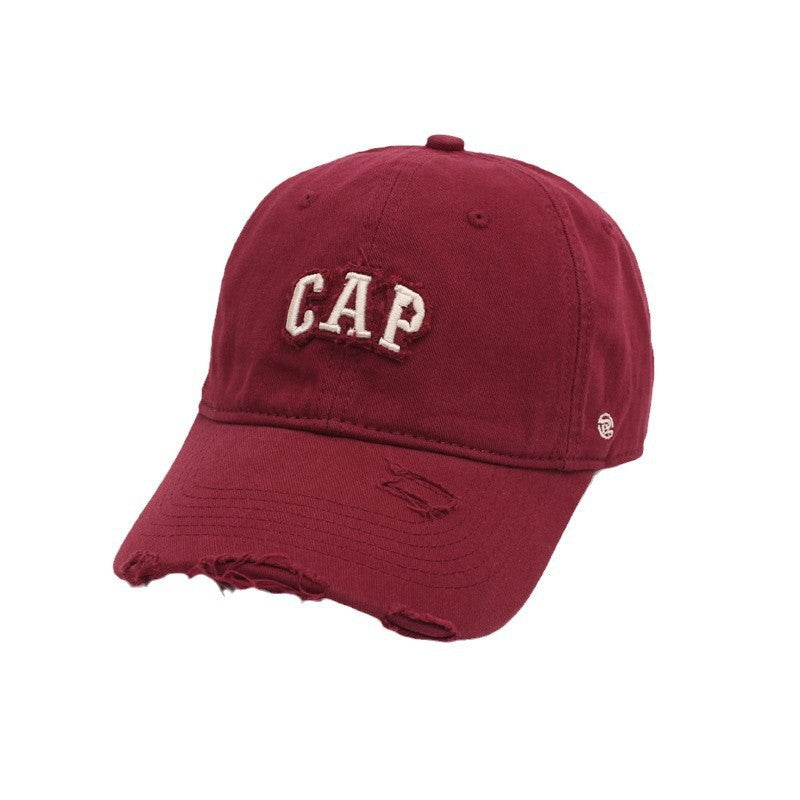 Women's Distressed Cotton Baseball Cap Bowlift