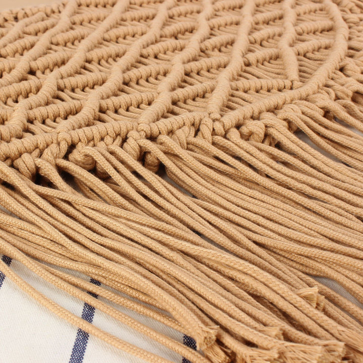Macrame Tote Bag with Fringed Bottom Bowlift