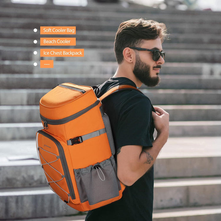 Unisex nan insulated picnic backpack with integrated cooler compartment, bottle holder and adjustable strap system Bowlift