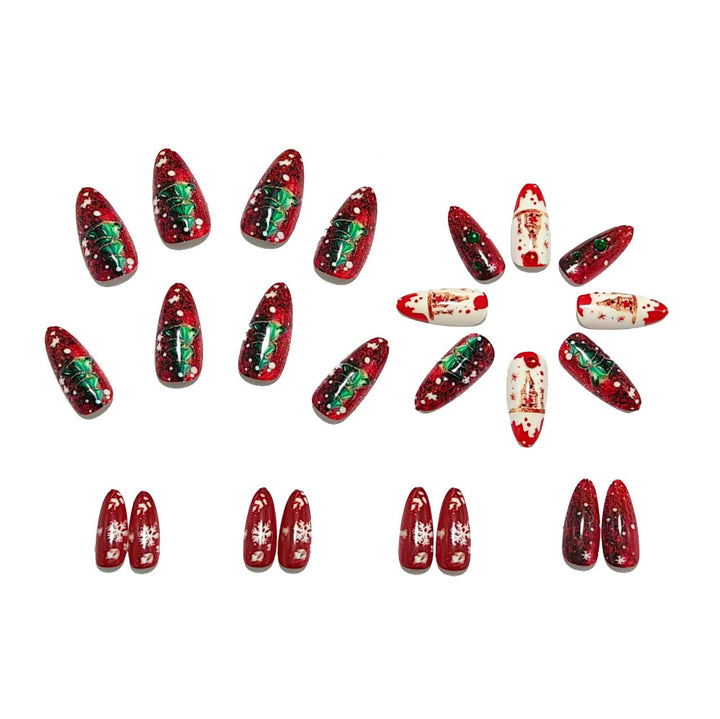 Artificial nails with festive Christmas design and glitter accents Bowlift