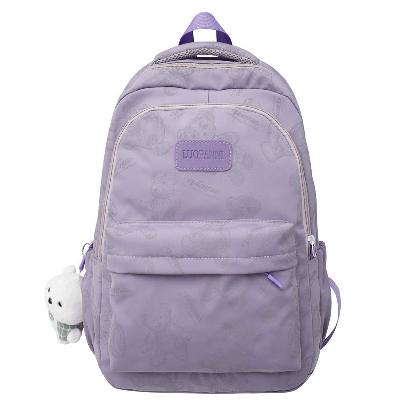 Backpack Made of Durable Nylon with Cute Bear Pattern Bowlift