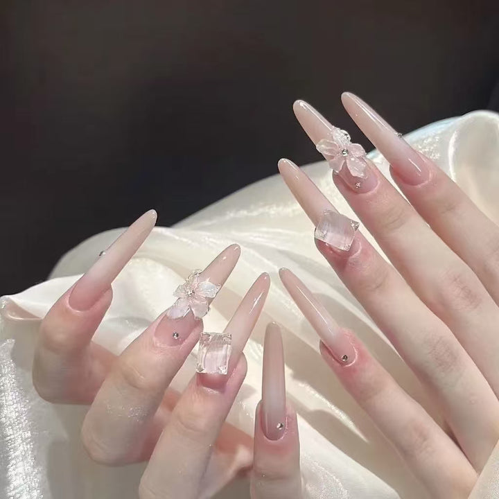 Glamorous Crystal-Studded Stiletto Press-On Nails Bowlift