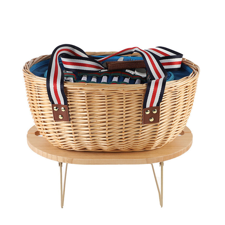 Exclusive basket with handles made of woven rattan Bowlift