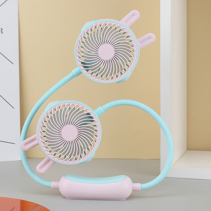 Women's Wearable Neck Fan with Dual Rotating Blades Bowlift