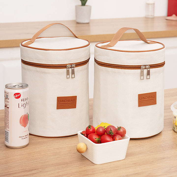 Insulated Canvas Lunch Tote with Dual Handles and Side Pocket Bowlift