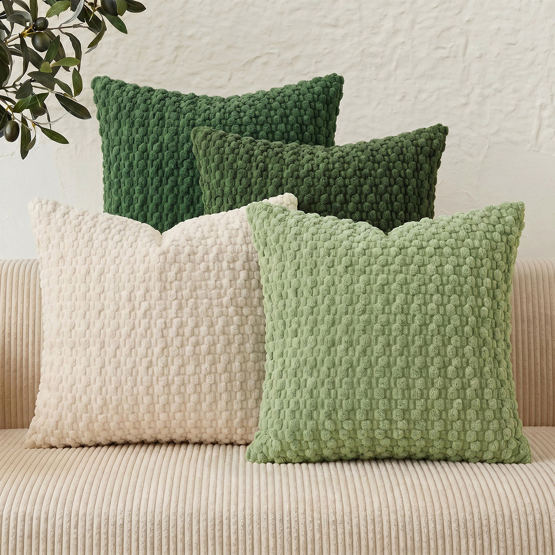 Textured chenille throw pillow with raised bobble weave Bowlift