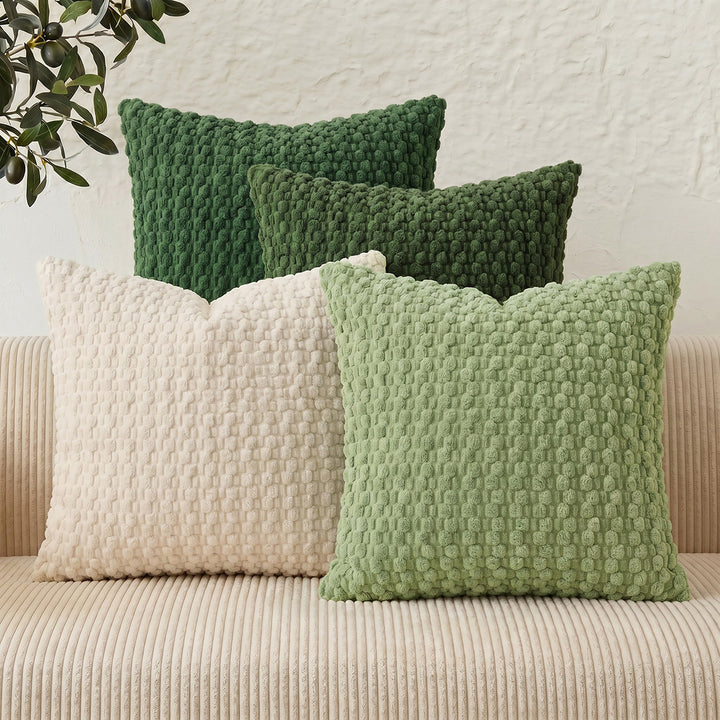 Textured chenille throw pillow with raised bobble weave Bowlift