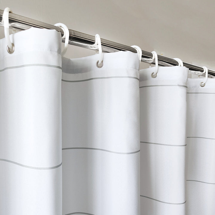Striped Fabric Shower Curtain Bowlift