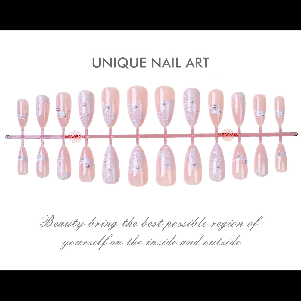 Elegant Floral-Accent Press-On Nails Bowlift