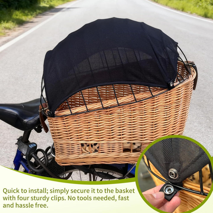 waterproof breathable mesh bicycle basket cover with snap fasteners and elastic hem Bowlift