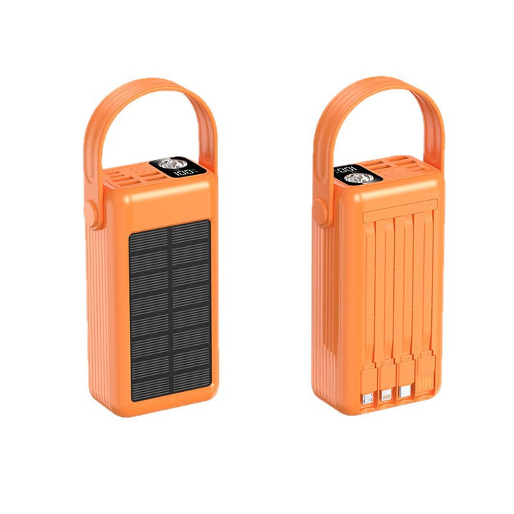 Portable Solar Power Bank with Integrated Cable Management and LED Display Bowlift