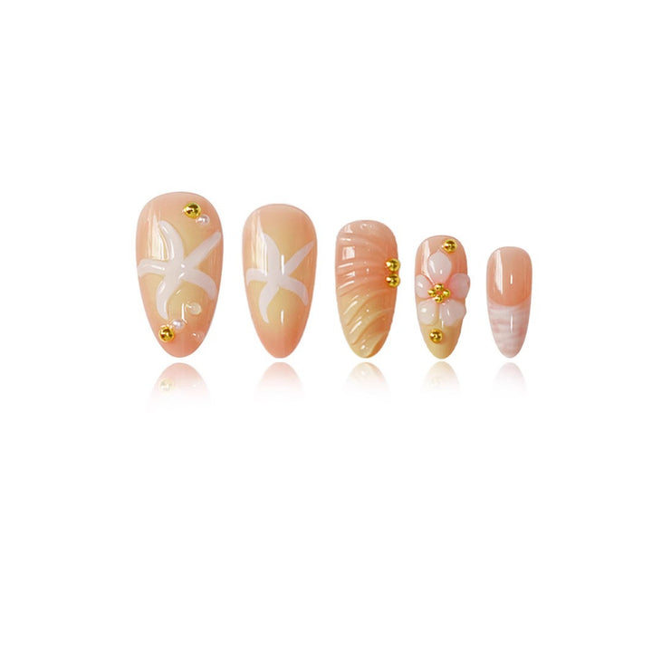 Artistic Floral Press-On Nail Enhancements Bowlift
