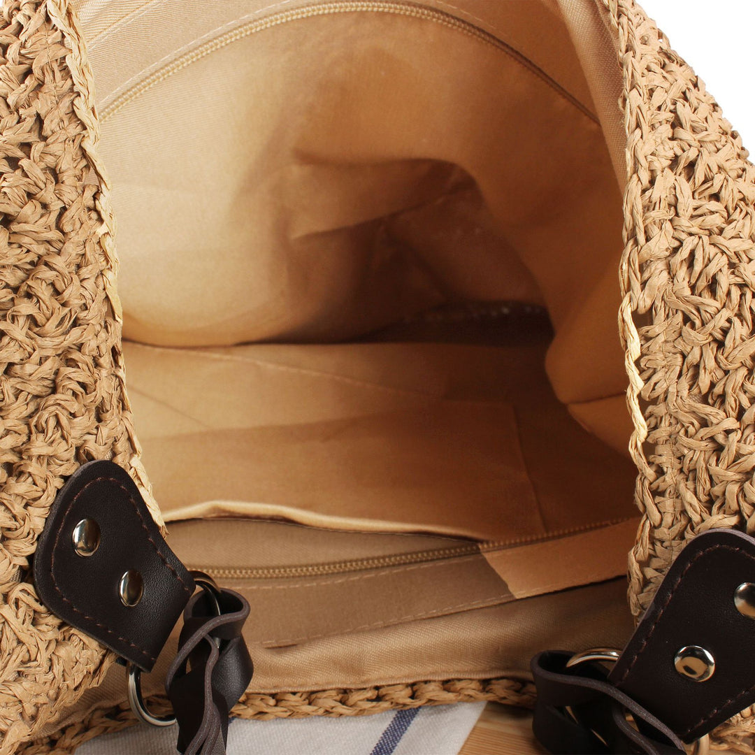 Handbag Made of Handmade Natural Braiding with Elegant Shoulder Strap Bowlift