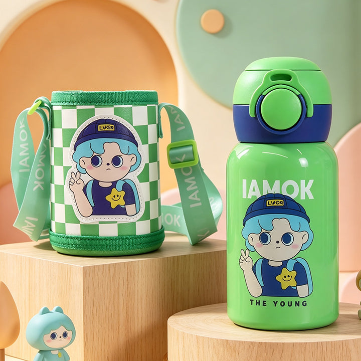 Insulated water bottle with practical carrying strap Bowlift