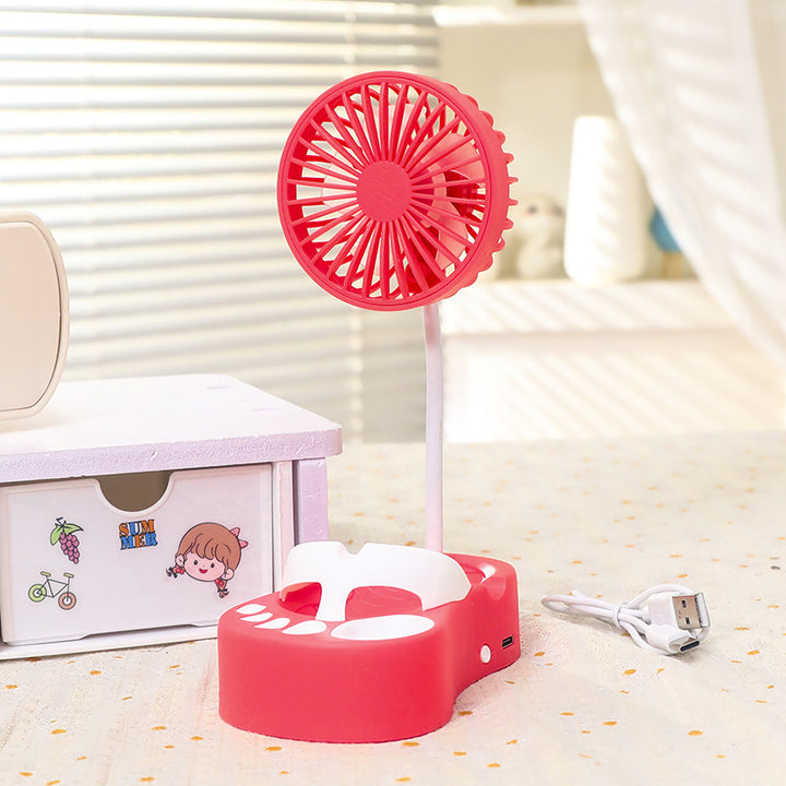 Women's portable USB table fan with flexible gooseneck and integrated light Bowlift