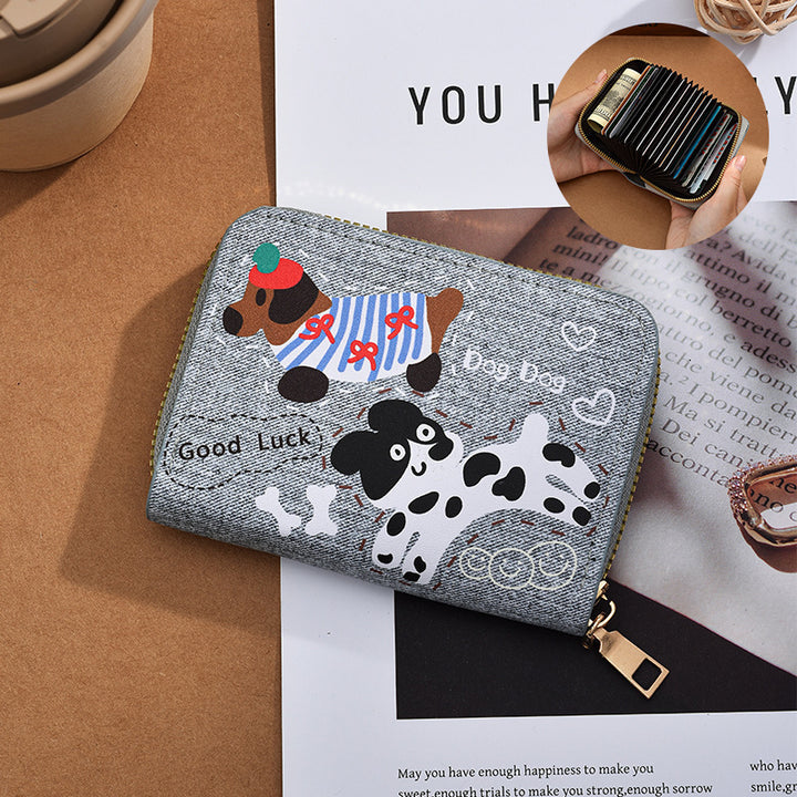 Zip-Around Denim Heart Coin Wallet Bowlift