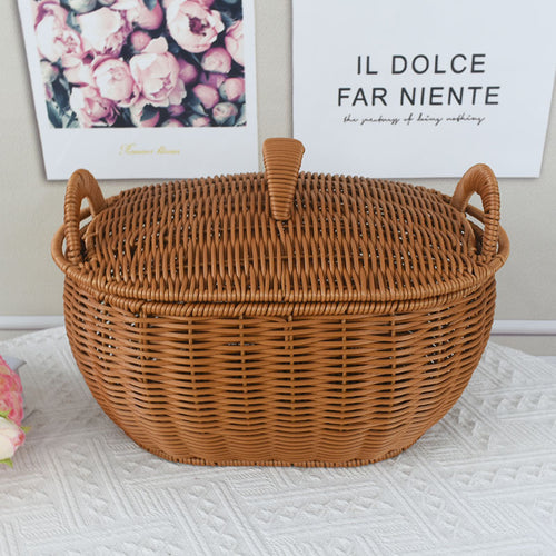 Handwoven Wicker Storage Basket Bowlift