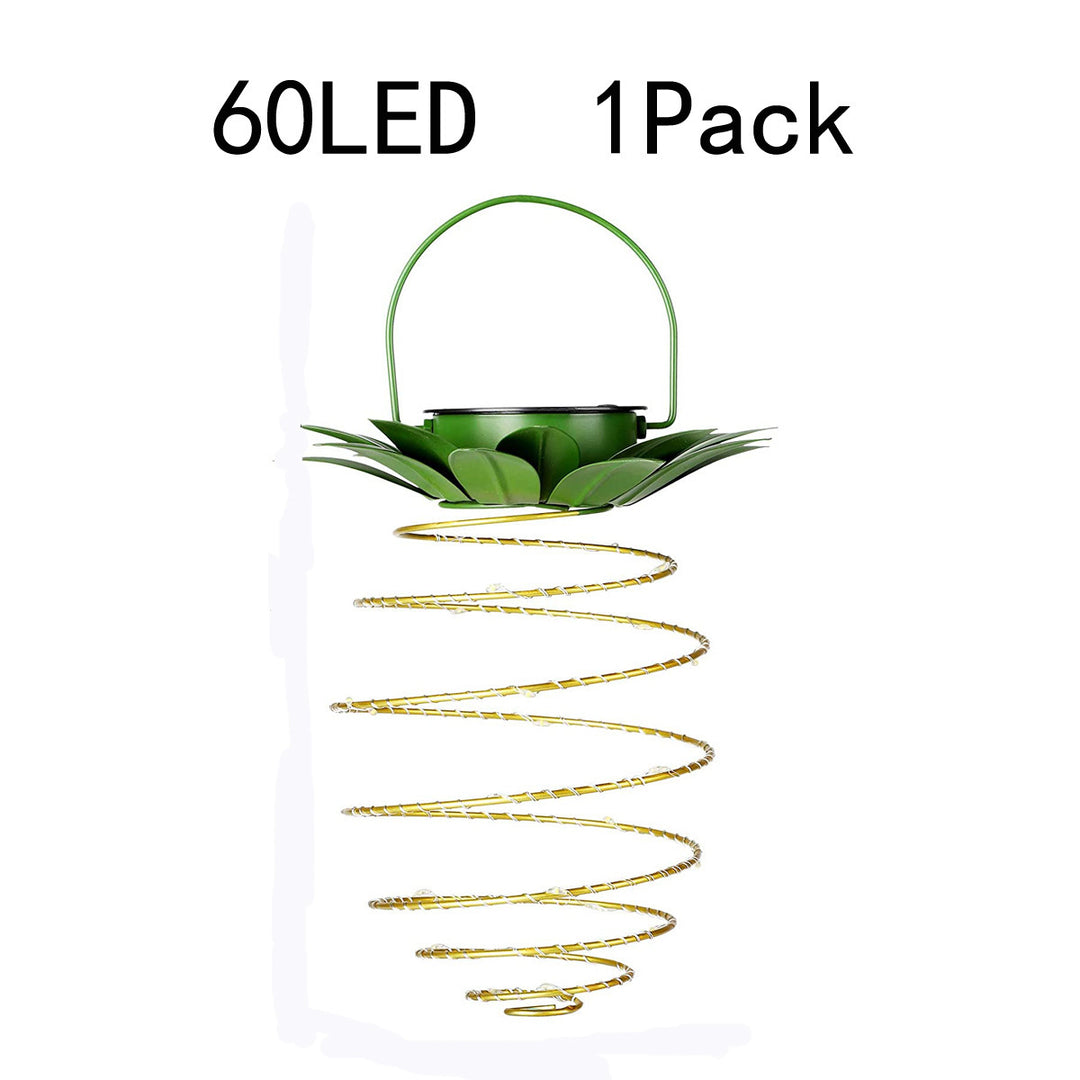 Spiral Hanging Solar LED Lantern With Lotus Canopy And Carrying Handle Bowlift