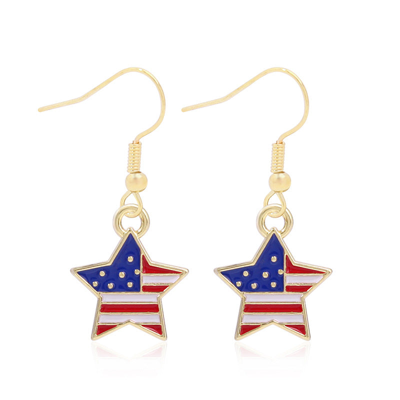 Women's lightweight star earrings with enamel flag design and fishhook Bowlift