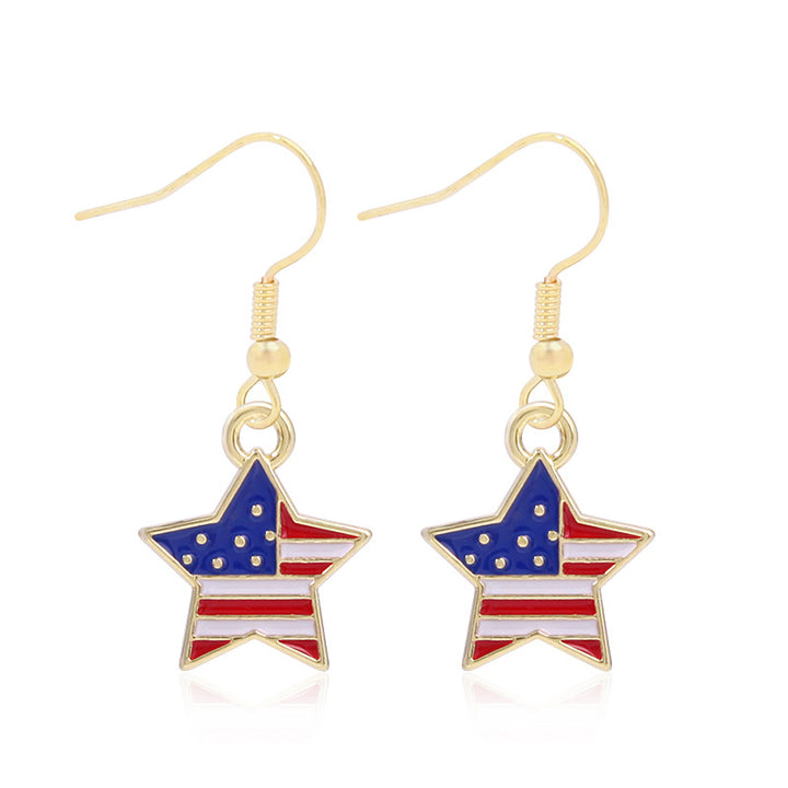 Women's lightweight star earrings with enamel flag design and fishhook Bowlift