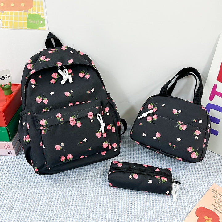 Playful Floral Printed Backpack Set