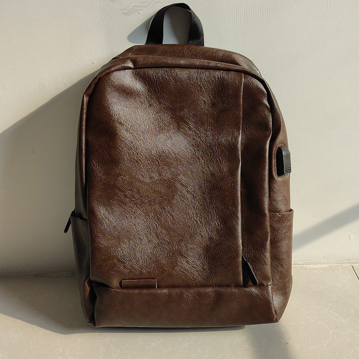 Eco-Friendly Textured Leather Laptop Backpack Bowlift