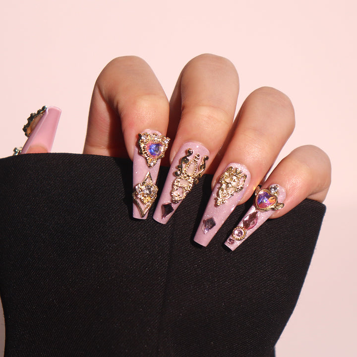 Deluxe Rhinestone-Embellished Stiletto Press-On Nails Bowlift