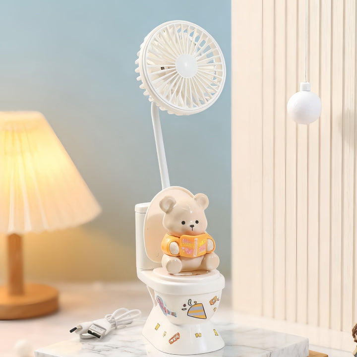 Women's Portable Mini Fan with Creative Bear Design Bowlift
