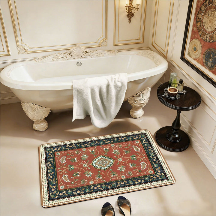 Floral-Patterned Luxury Bath Mat Bowlift