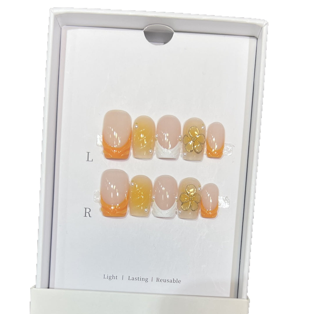 Elegant Stiletto Press-On Nail Set with Floral Accents Bowlift