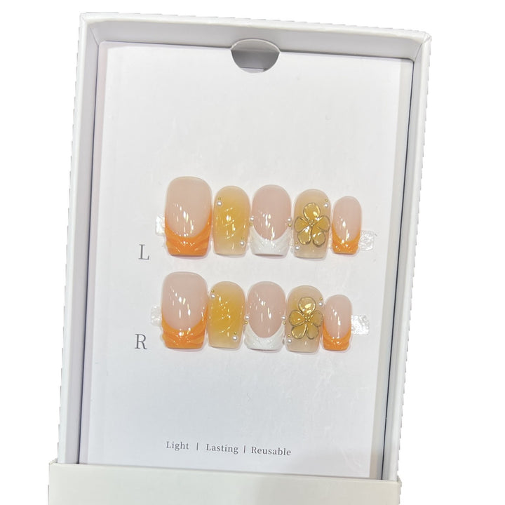 Elegant Stiletto Press-On Nail Set with Floral Accents Bowlift