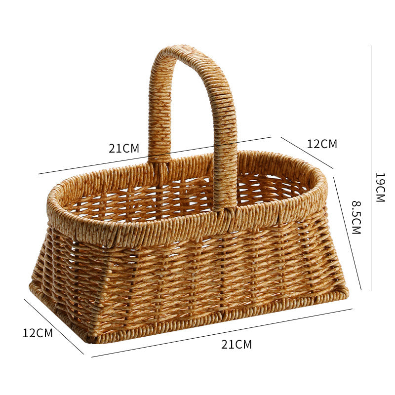 Decorative Woven Storage Basket with Mushroom Emblem Bowlift
