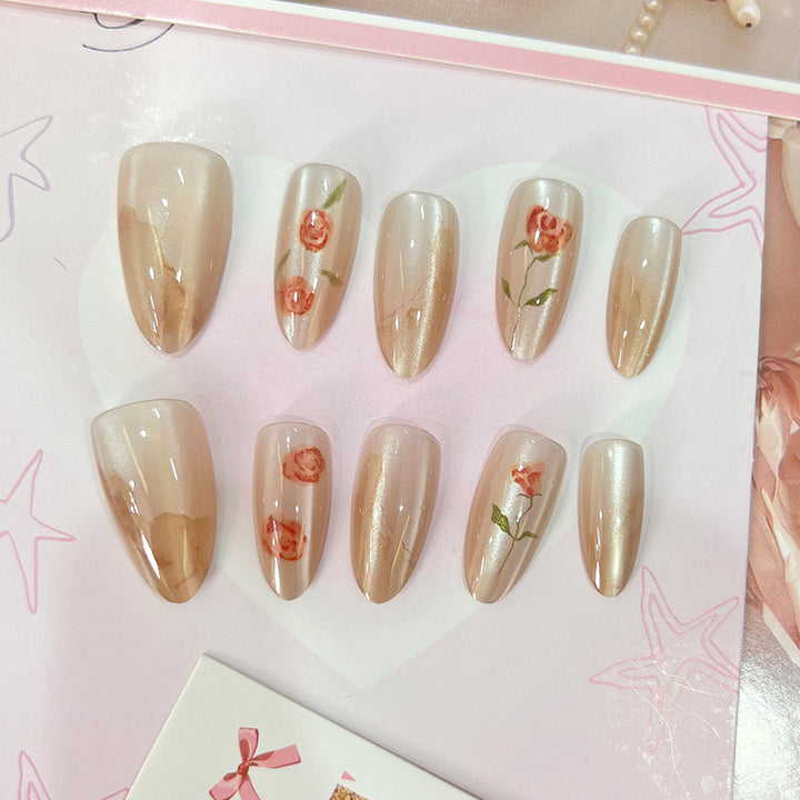 Artful acrylic nails in floral design Bowlift