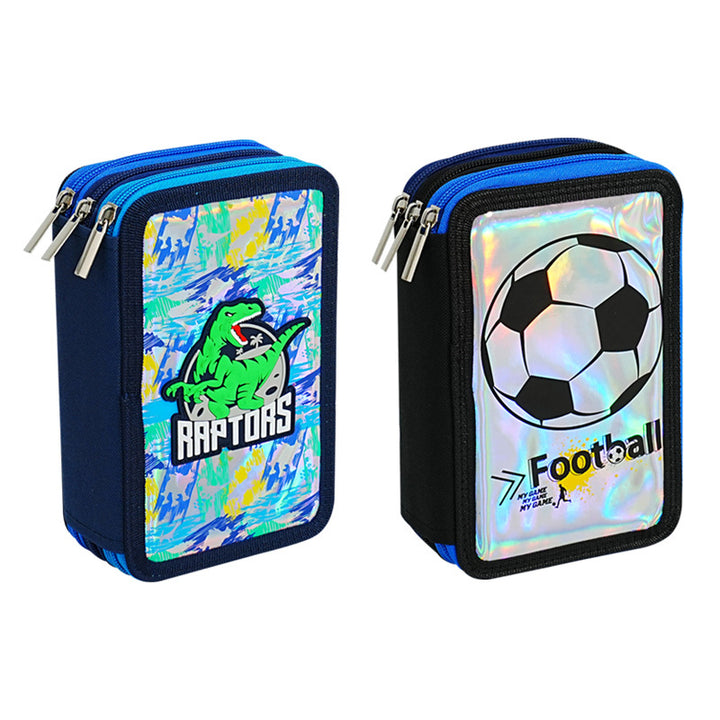 Football-Themed Multi-Zipper Pencil Case Bowlift