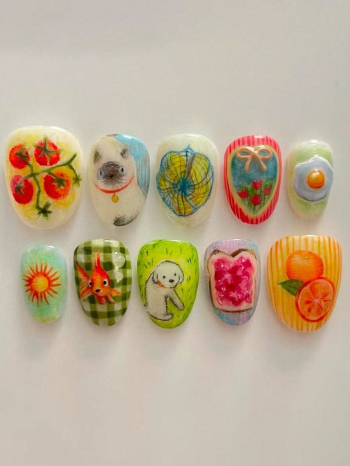 Artistic Themed Press-On Nail Set Bowlift
