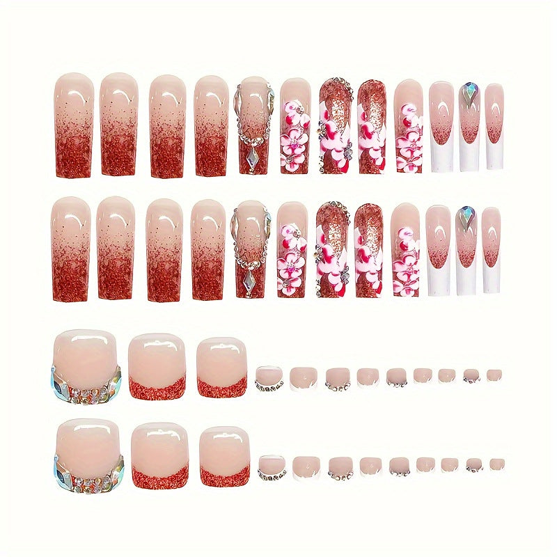 Designer Floral Acrylic Nail Art Bowlift