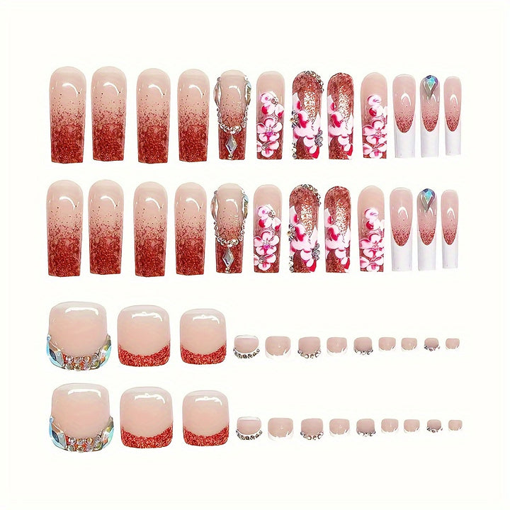 Designer Floral Acrylic Nail Art Bowlift