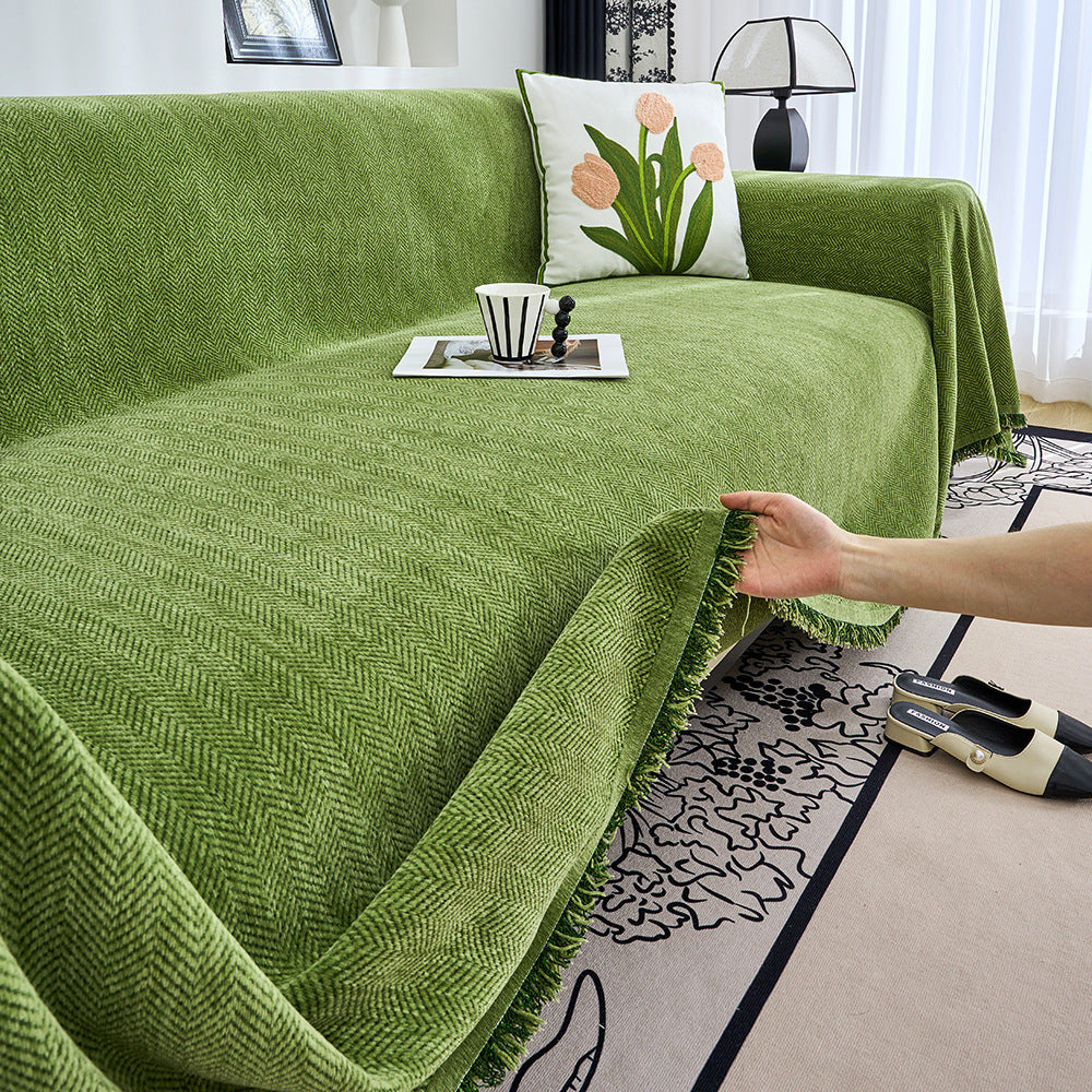 Textured Herringbone Pattern Sofa Throw Blanket