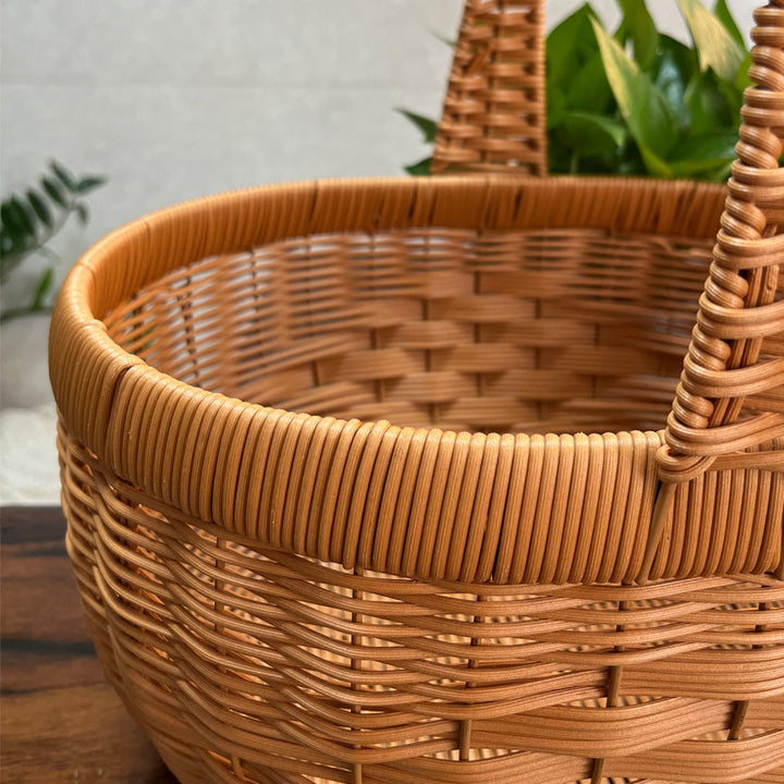 Handcrafted Round Wicker Storage Basket Bowlift