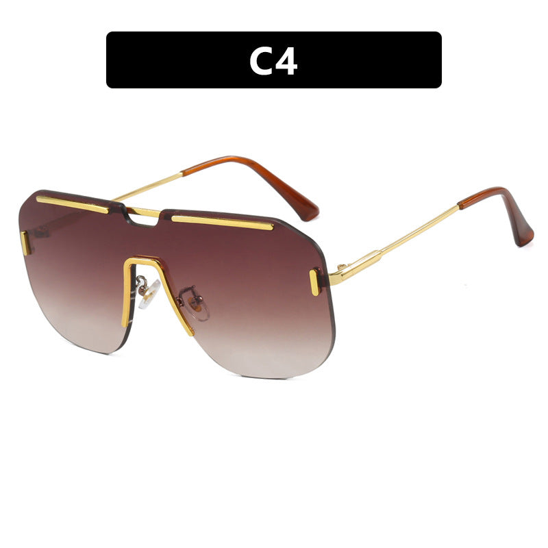 Women's geometric sunglasses with stylish metal frame and UV protection Bowlift