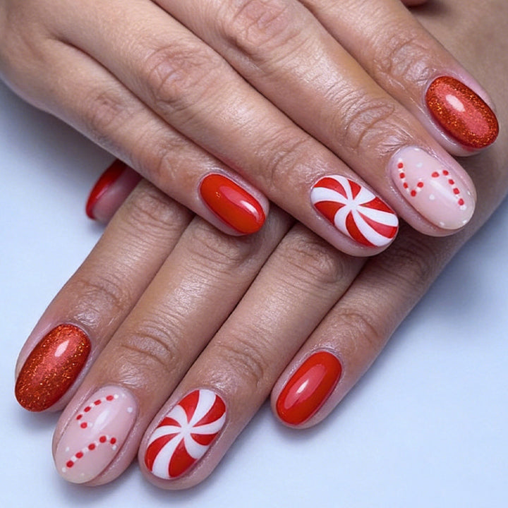 Festive Candy-Themed Press-On Nails Bowlift