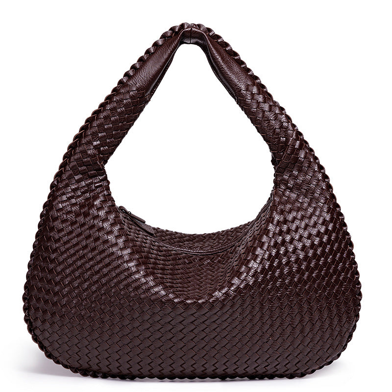 Handcrafted Woven Leather Hobo Bag Bowlift