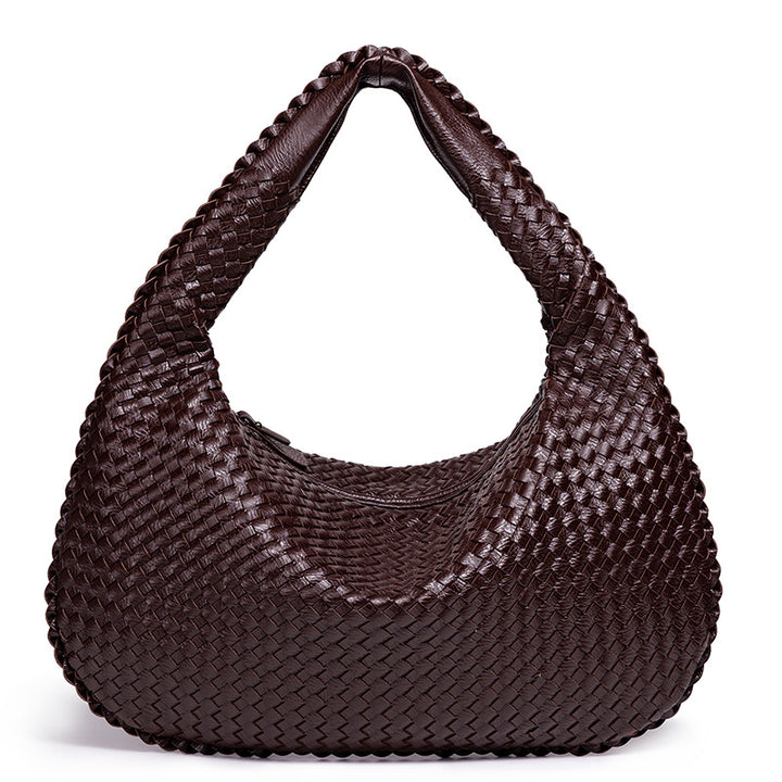 Handcrafted Woven Leather Hobo Bag Bowlift