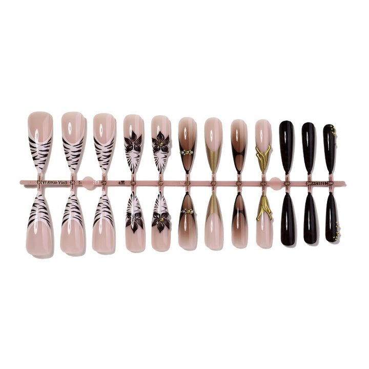 Acrylic nail set with elegant floral design and spectacular glitter accents Bowlift