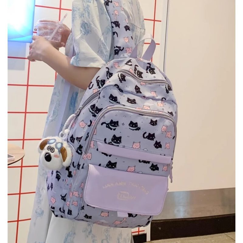 Playful Cat-Themed Backpack Bowlift